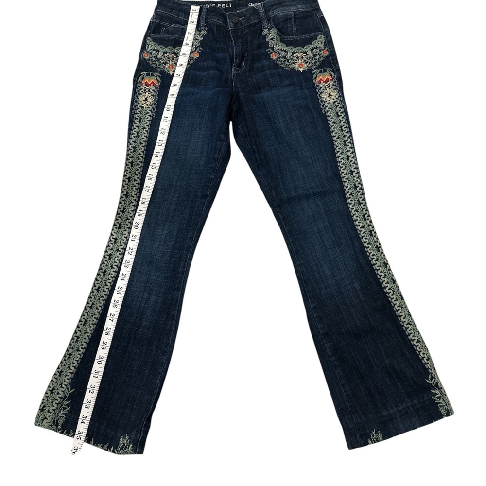 Laurie Felt Dark Blue Embroidered Flare Jeans